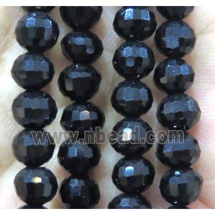 black Chinese crystal glass bead, faceted round