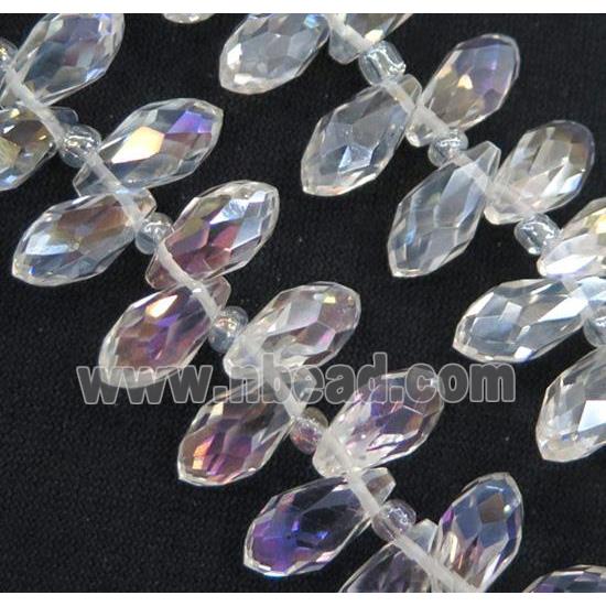 Chinese crystal glass bead, teardrop, clear AB color