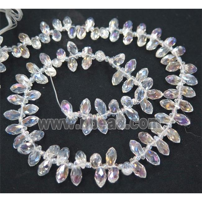 Chinese crystal glass bead, teardrop, clear AB color
