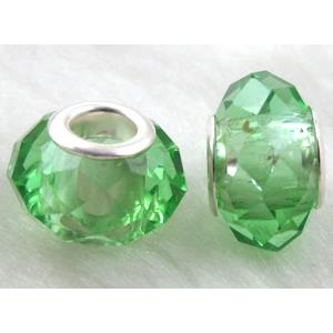 crystal glass beads, faceted rondelle, lt.green
