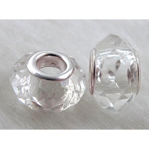 crystal glass beads, faceted rondelle, clear