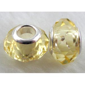 crystal glass beads, faceted rondelle, yellow