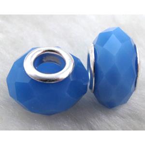 crystal glass beads, faceted rondelle, blue