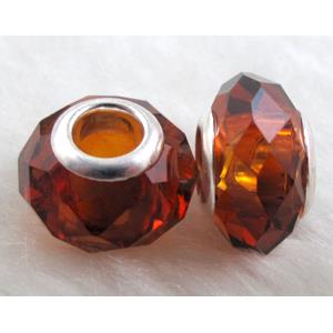 crystal glass beads, faceted rondelle, deep-coffee