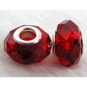 crystal glass beads, faceted rondelle, ruby