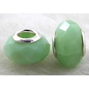 crystal glass beads, faceted rondelle, green