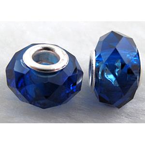 crystal glass beads, faceted rondelle, deep-blue