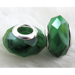 crystal glass beads, faceted rondelle, green
