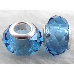 crystal glass beads, faceted rondelle, blue