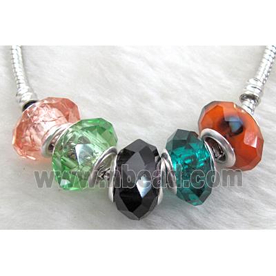 crystal glass beads, faceted rondelle, mixed color