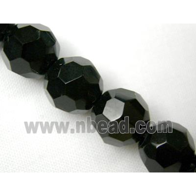 jet Glass Beads, faceted round