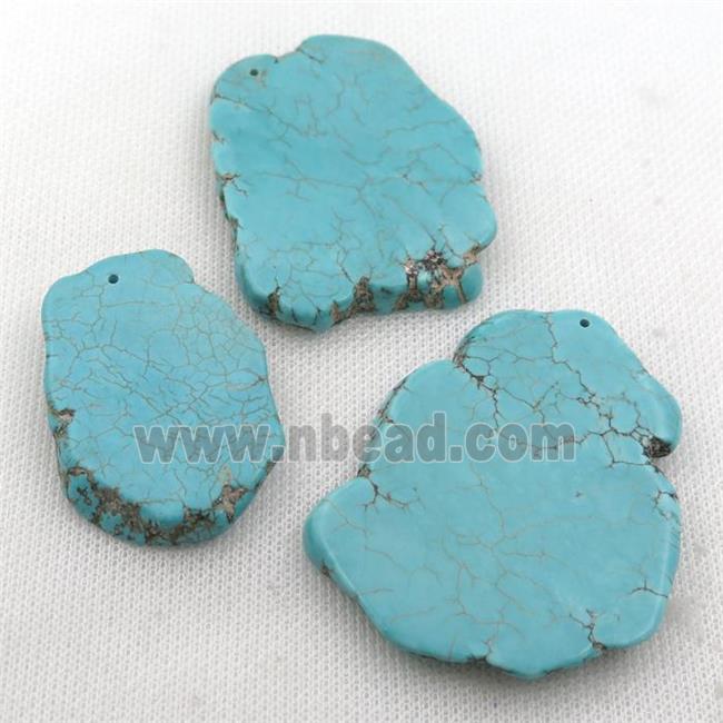 Magnesite Turquoise slice pendant, freeform