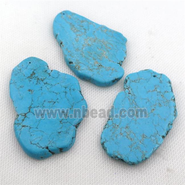 blue Magnesite Turquoise slice pendant, freeform