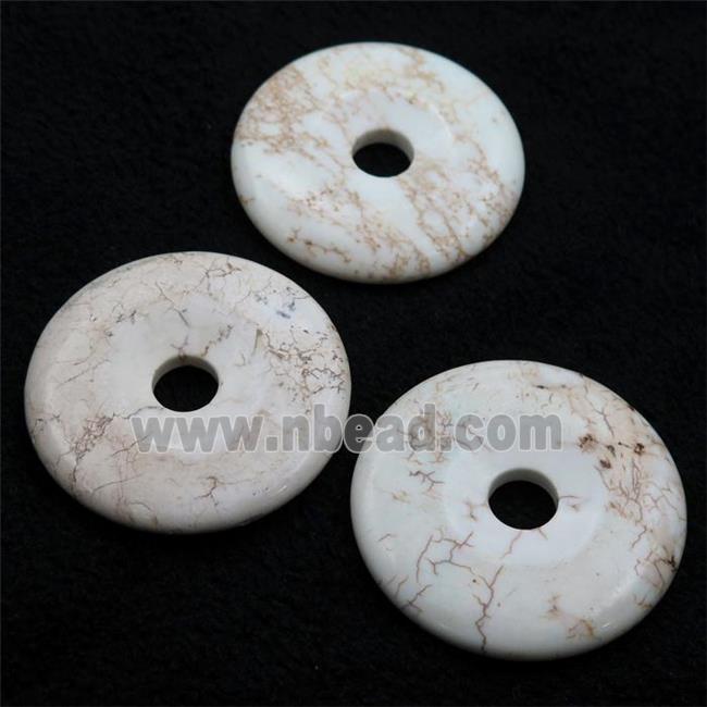 natural white Magnesite Turquoise donut pendant