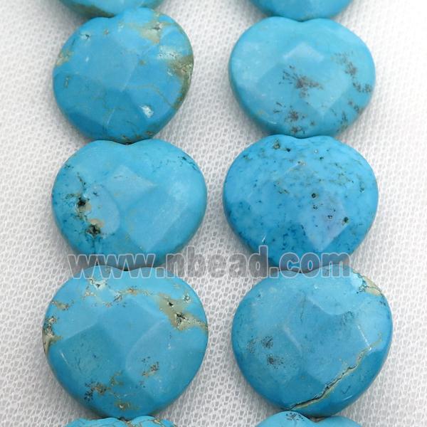 Magnesite Turquoise beads, faceted heart