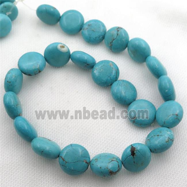 Magnesite Turquoise beads, button coin