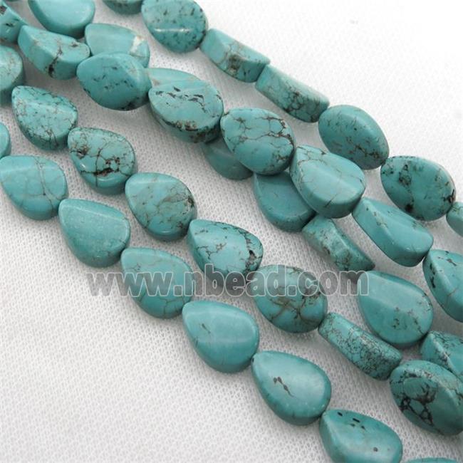 Magnesite Turquoise beads, twist teardrop