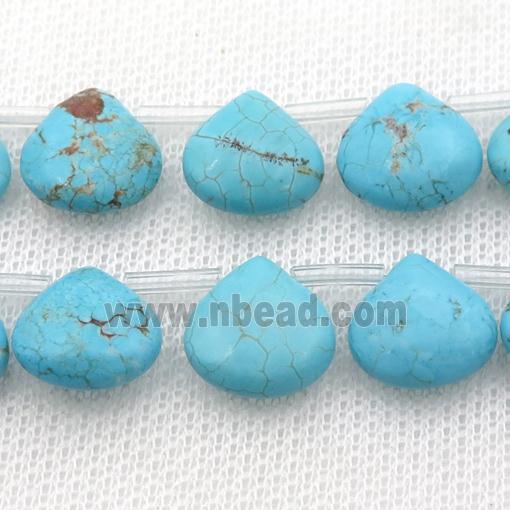 Magnesite Turquoise teardrop beads, topdrilled
