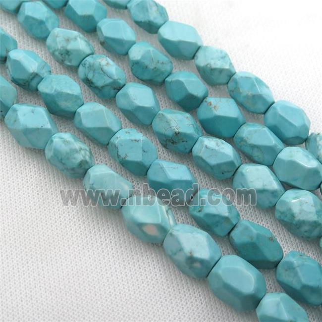 Magnesite Turquoise beads, faceted freeform