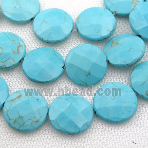 Magnesite Turquoise beads, faceted coin