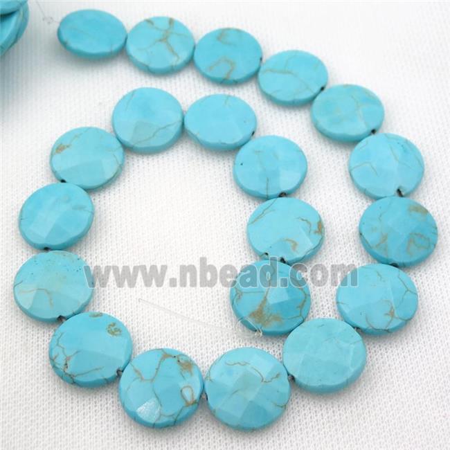 Magnesite Turquoise beads, faceted coin