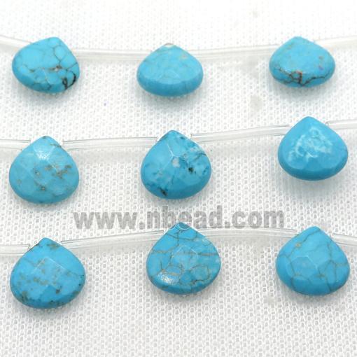 blue Magnesite Turquoise beads, faceted teardrop, topdrilled