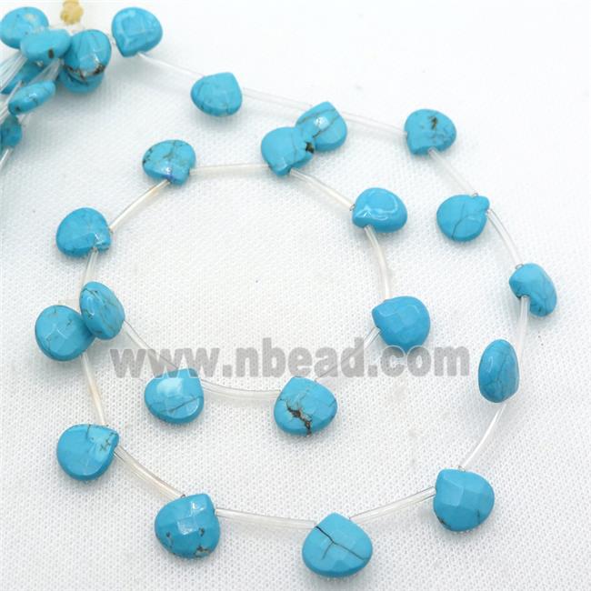 blue Magnesite Turquoise beads, faceted teardrop, topdrilled