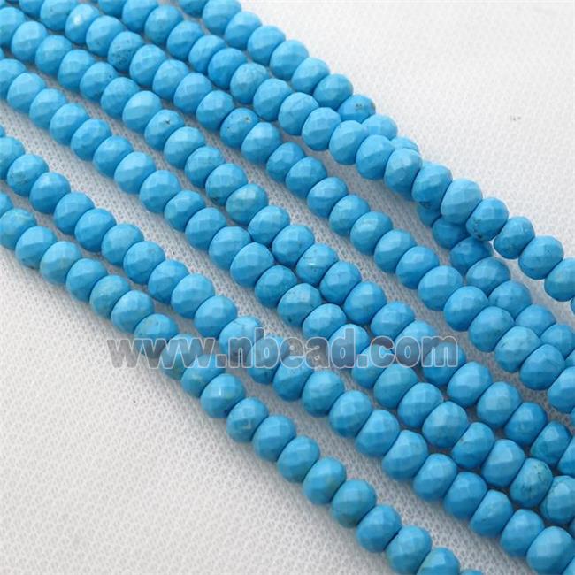 blue Magnesite Turquoise beads, faceted rondelle