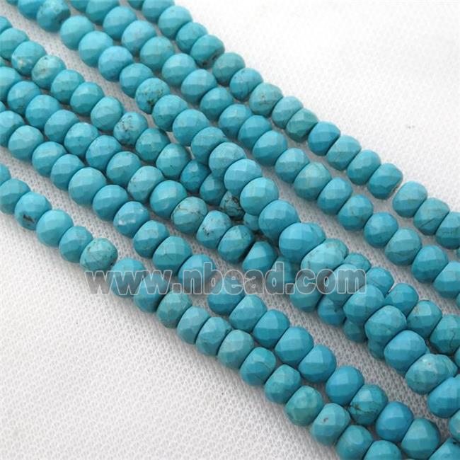 Magnesite Turquoise beads, faceted rondelle