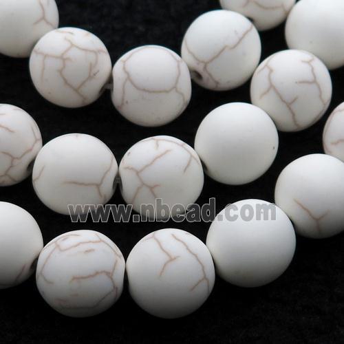 white matte Synthetic Turquoise beads, round