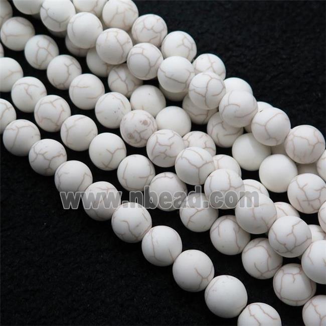 white matte Synthetic Turquoise beads, round