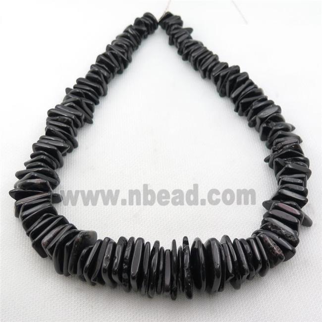black Magnesite Turquoise graduated beads, freeform