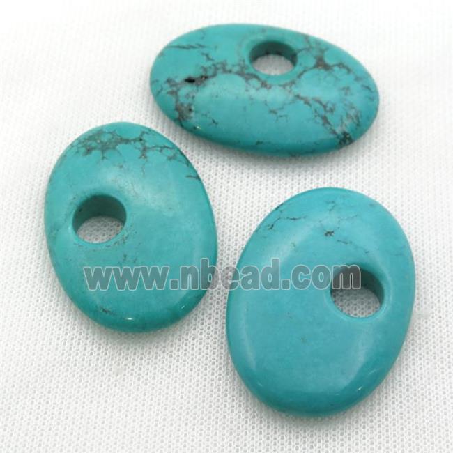 Sinkiang Turquoise oval pendant, teal