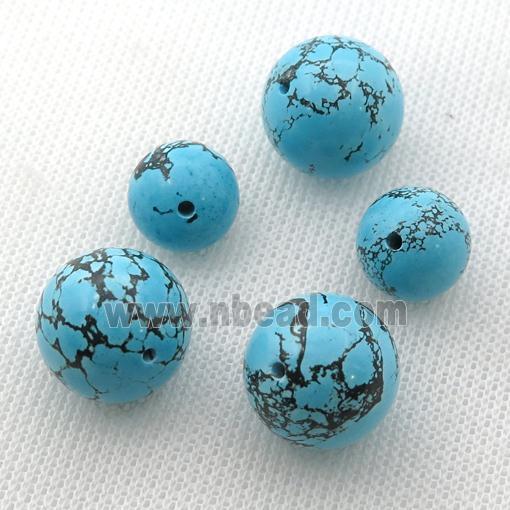 round Sinkiang Turquoise Beads, blue