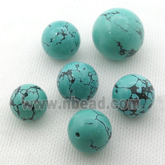 green Sinkiang Turquoise Beads, round