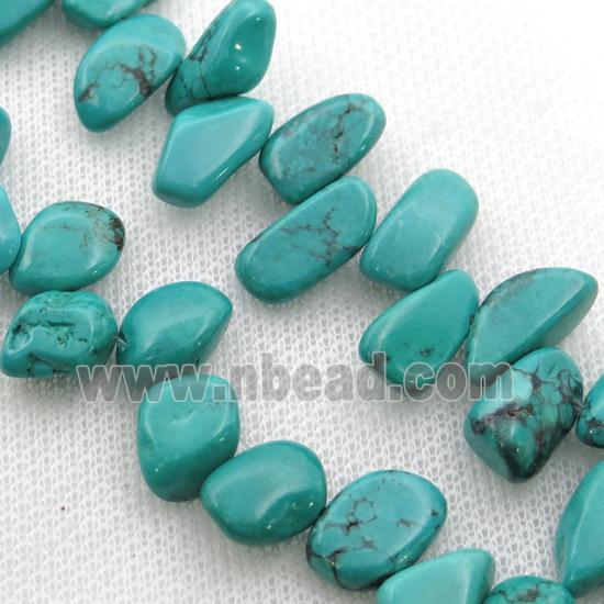 teal Sinkiang Turquoise beads, freeform, topdrilled