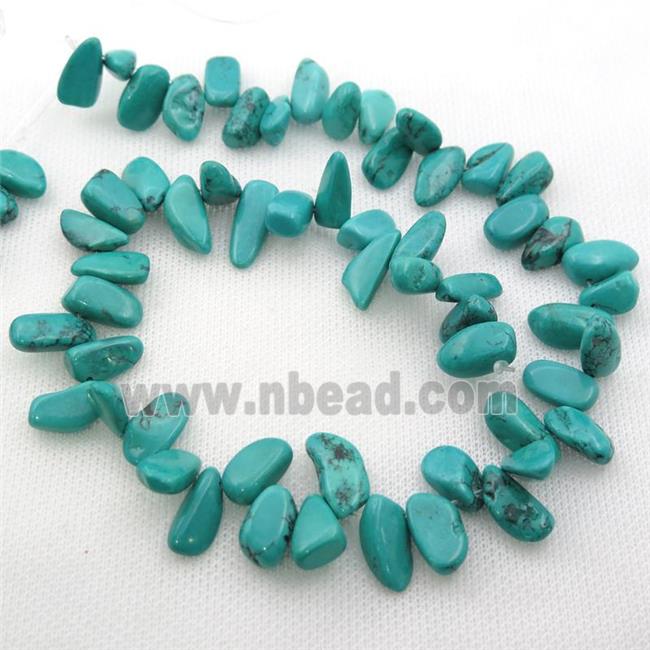 teal Sinkiang Turquoise beads, freeform, topdrilled