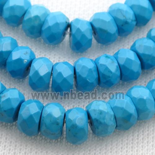 blue Sinkiang Turquoise beads, faceted rondelle