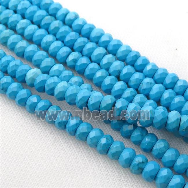 blue Sinkiang Turquoise beads, faceted rondelle