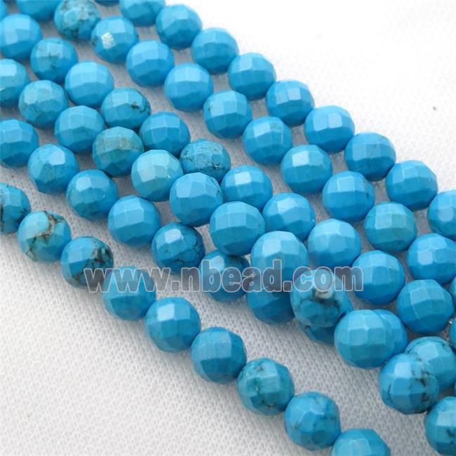 blue Sinkiang Turquoise beads, faceted round