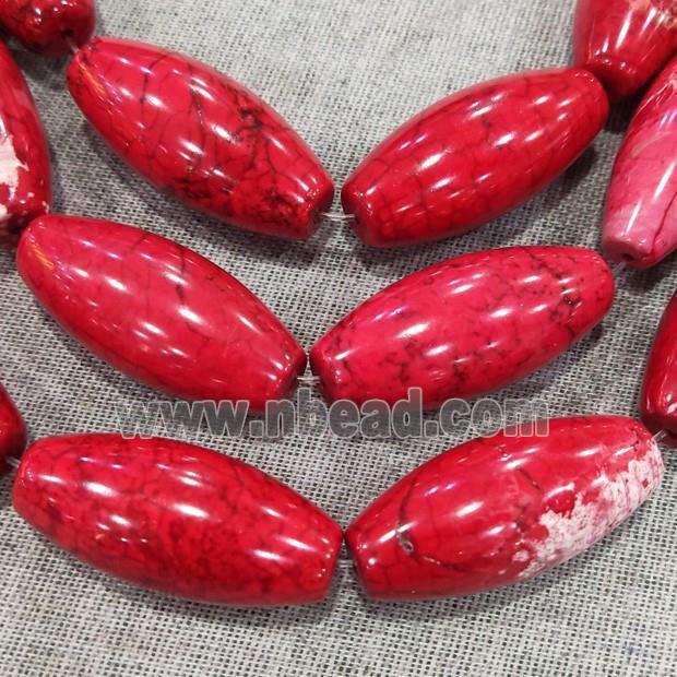 red Magnesite Turquoise barrel beads