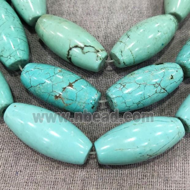blue Magnesite Turquoise barrel beads, teal