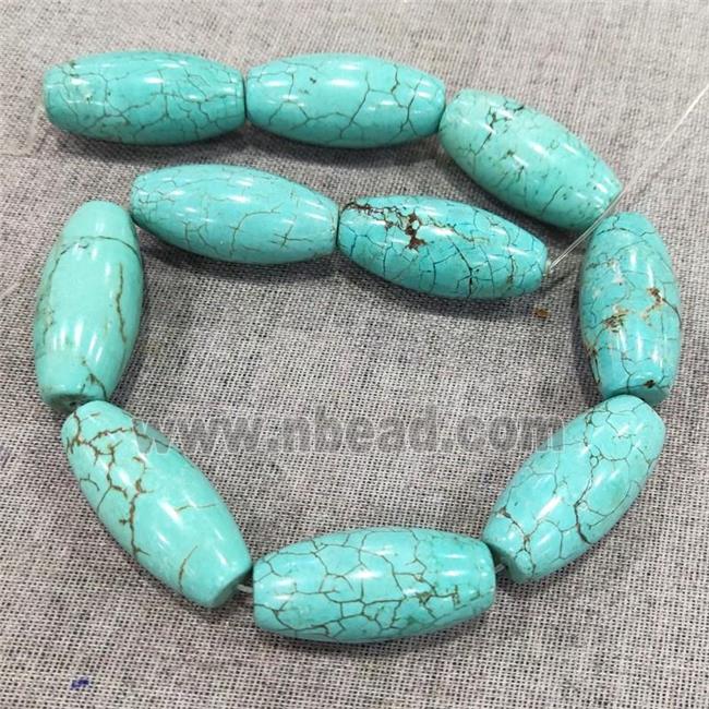 blue Magnesite Turquoise barrel beads, teal