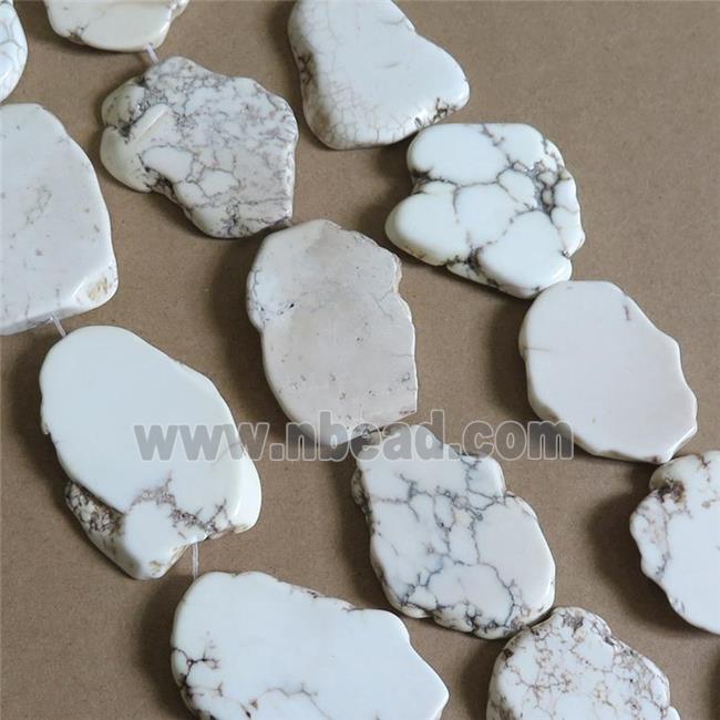 white magnesite Turquoise slice beads, freeform
