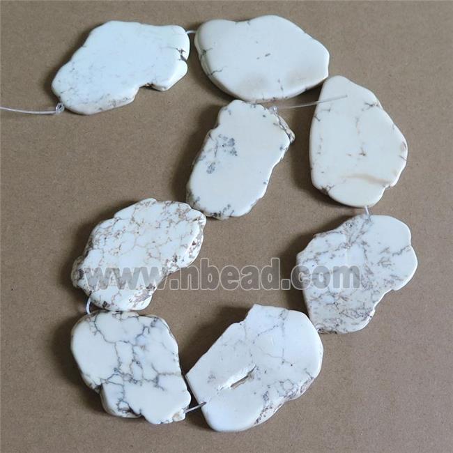 white magnesite Turquoise slice beads, freeform