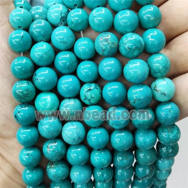 Natural Turquoise Beads Smooth Round Teal Dye