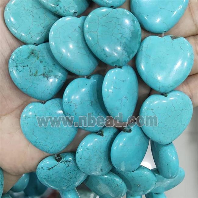 Blue Magnesite Turquoise Heart Beads