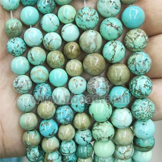 Magnesite Turquoise Beads Green Smooth Round