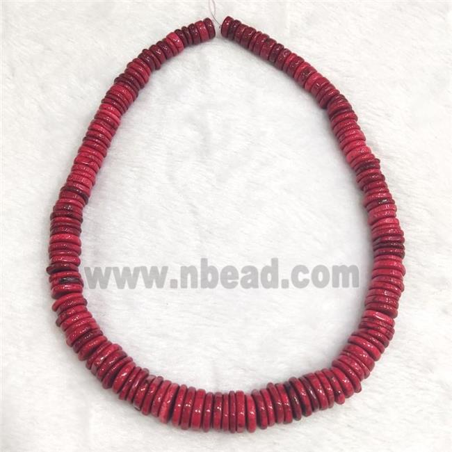 Red Turquoise Heishi Beads Graduated Dye