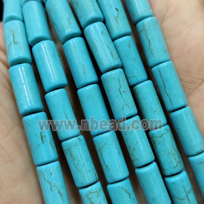 Synthetic Turquoise Tube Beads Teal